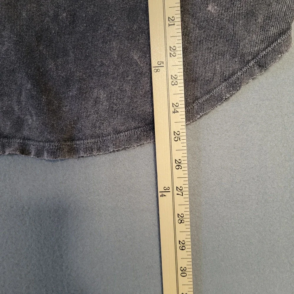 Free‎ People Gray Acid Wash Linen Blend V-Neck Ruffle Top Small